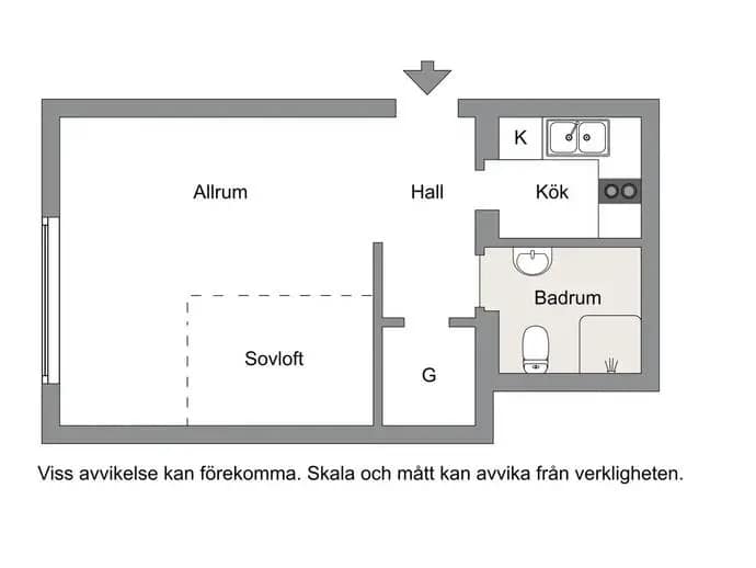 Floor plan for Katarina Bangata 59C gårdsläge