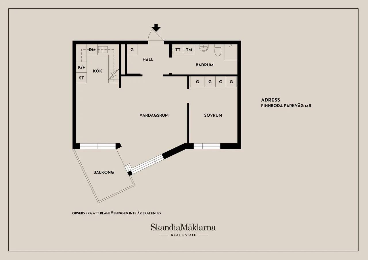Floor plan for Finnboda parkväg 14B