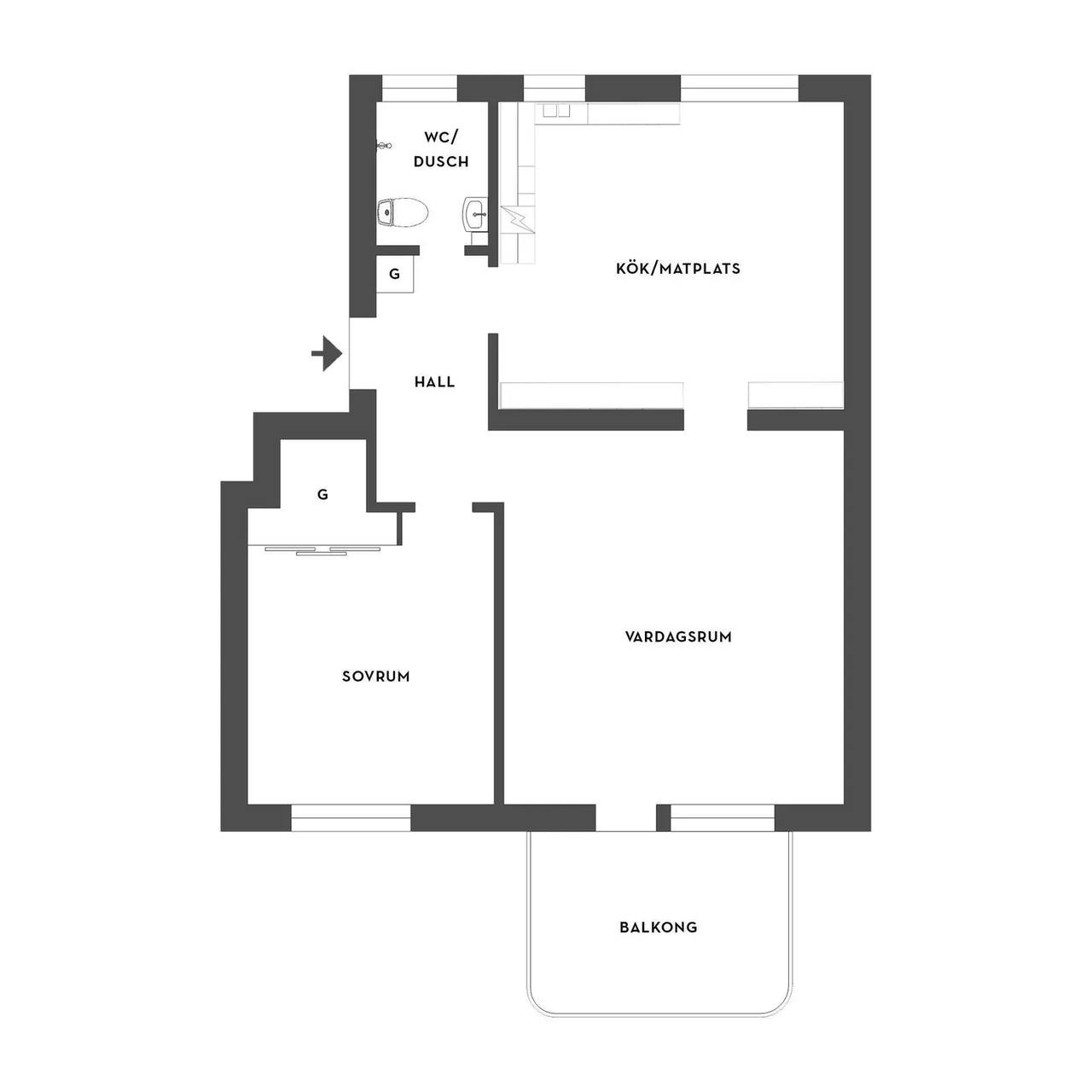 Planritning för Tingstugatan 39A