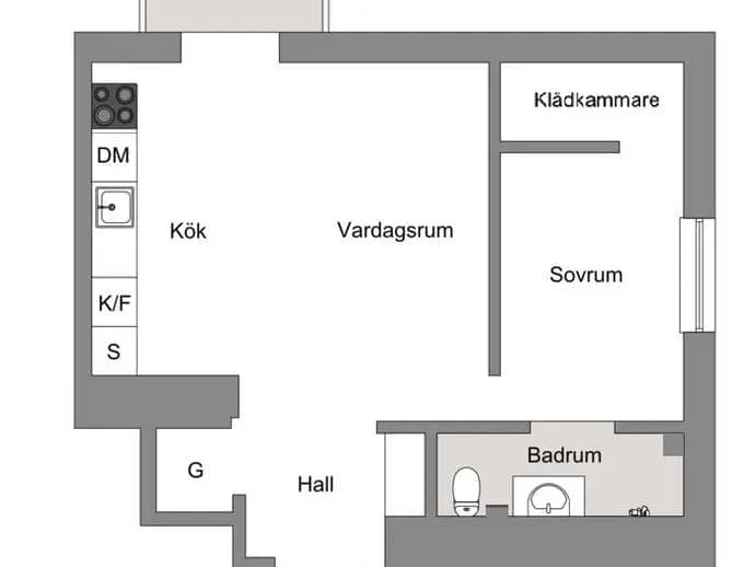 Floor plan for Tre Liljor 2B