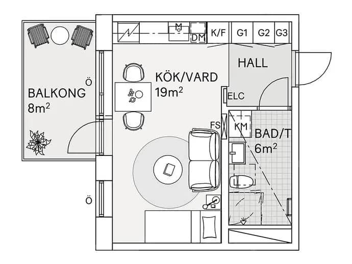 Floor plan for Celsiusgatan 5B