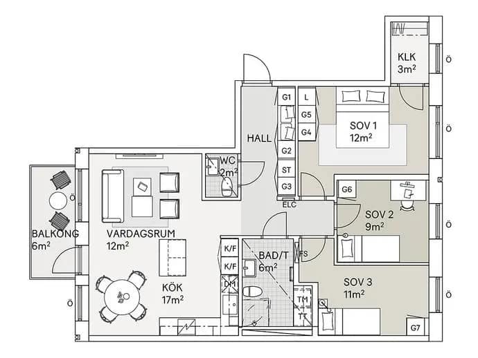 Floor plan for Celsiusgatan 5B
