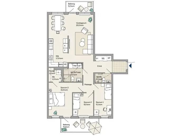 Floor plan for Lekparksgatan
