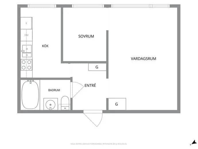 Planritning för Kopparmöllegatan 18C