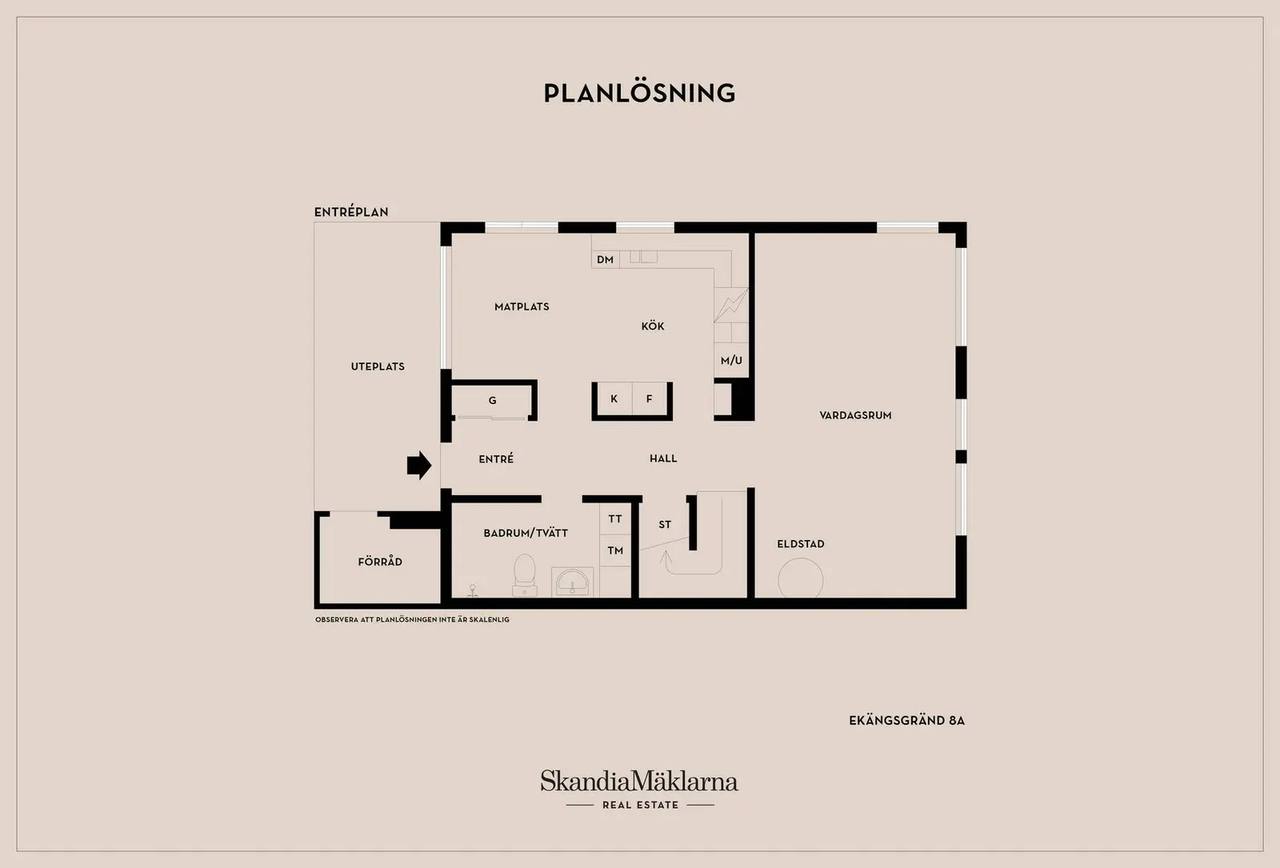 Planritning för Ekängsgränd 8A