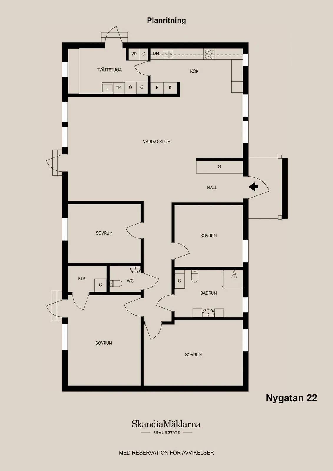 Floor plan for Nygatan 22