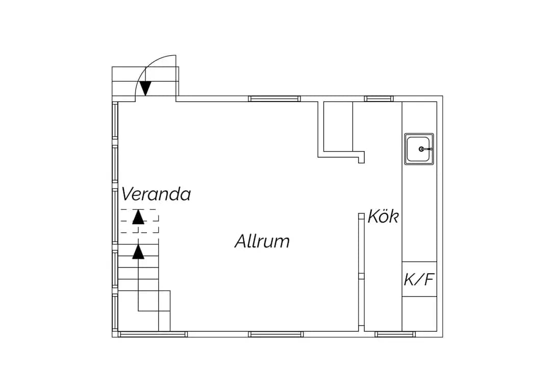 Floor plan for Änggårdskolonin stuga 42B/ /Medicinaregatan 40