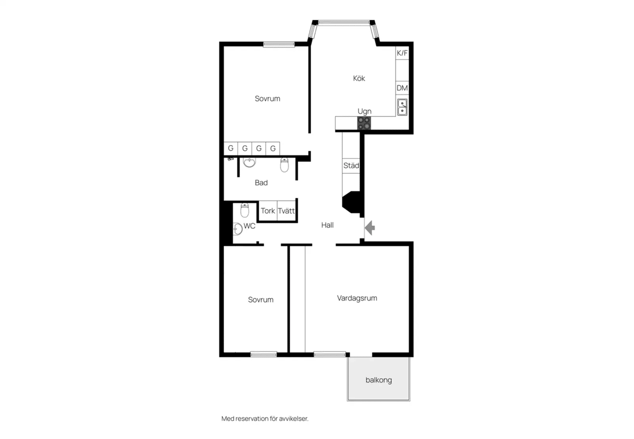 Floor plan for Inedalsgatan 9 D, 3 tr