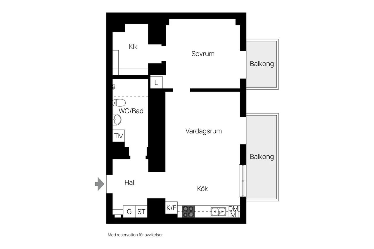 Floor plan for Östra Kasernvägen 3C