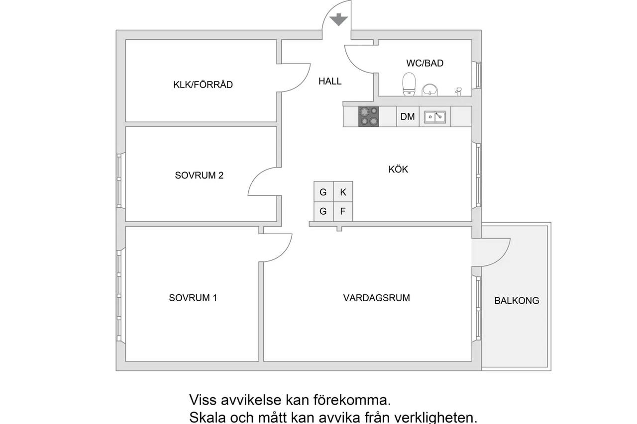 Floor plan for Helsingörsgatan 16, 1 tr