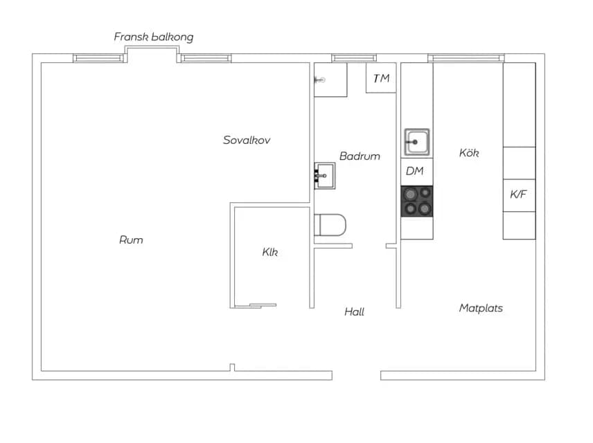 Floor plan for Fredrika Bremers gata 34