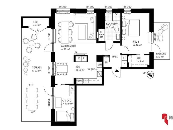 Floor plan for Första Långgatan 11 B