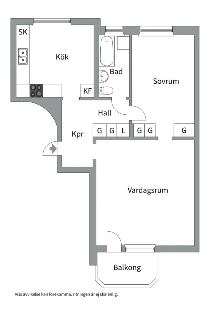 Planritning för Kolbäcksgränd 1, 2 tr