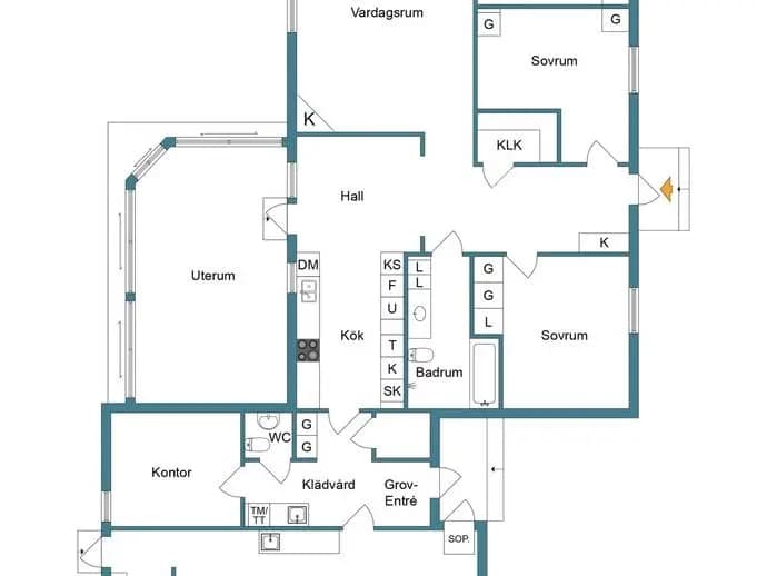 Planritning för Karlsborgsvägen 13