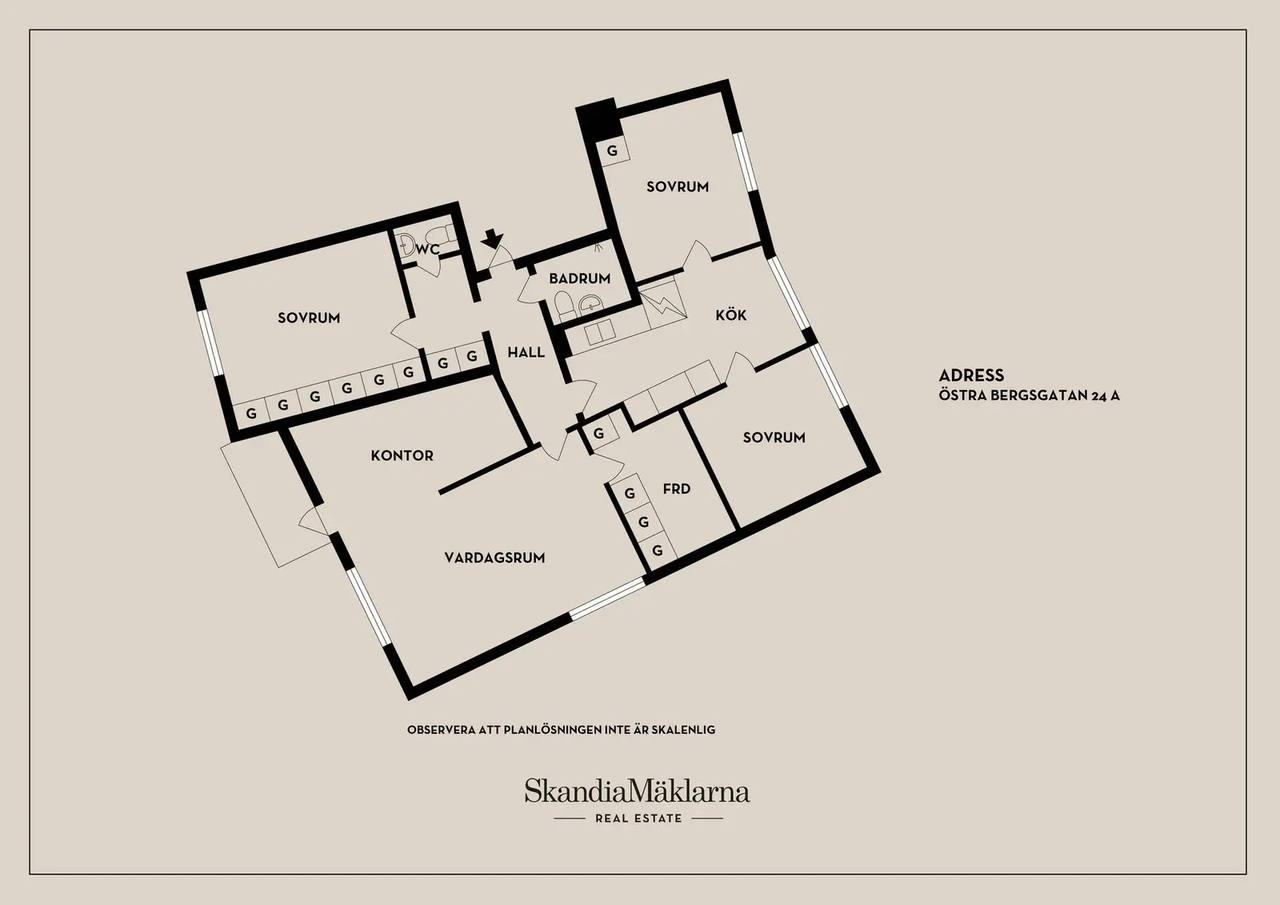 Floor plan for Östra Bergsgatan 24A