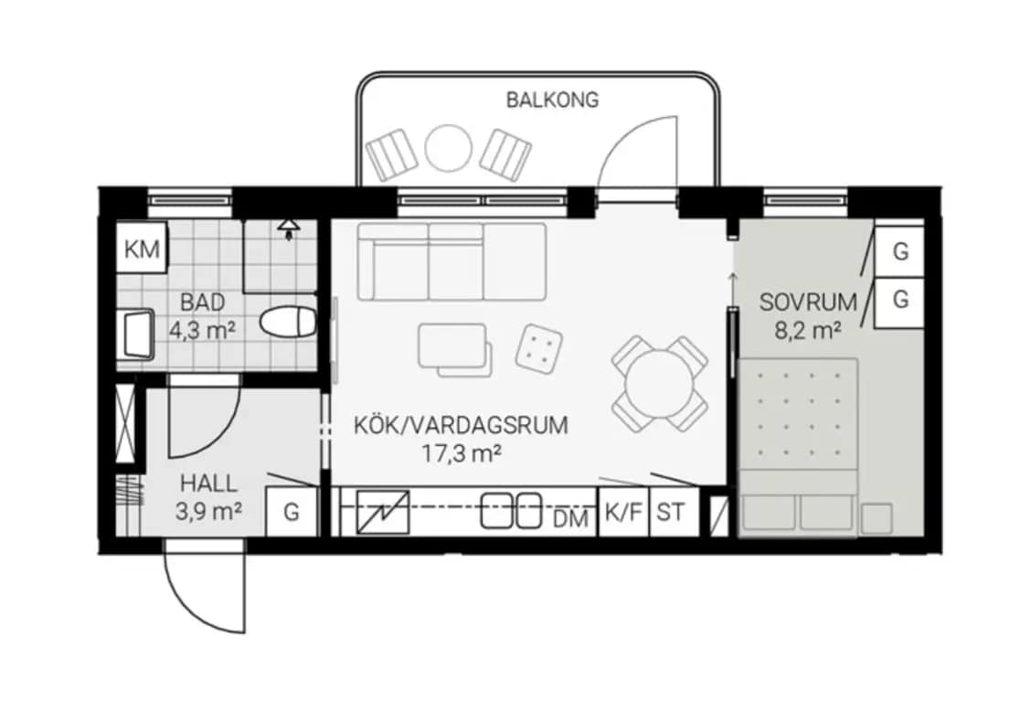 Planritning för Kvarnbygatan 2, lgh 1-1303