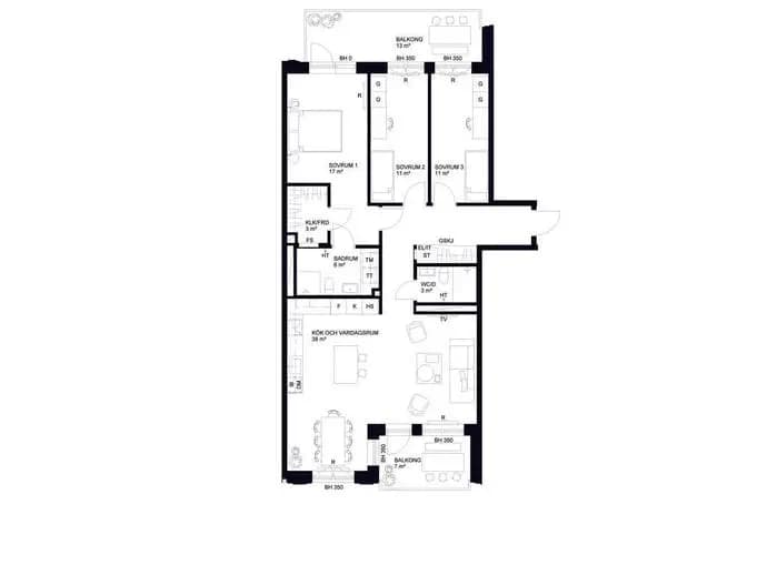 Floor plan for Nordenflychtsvägen 66
