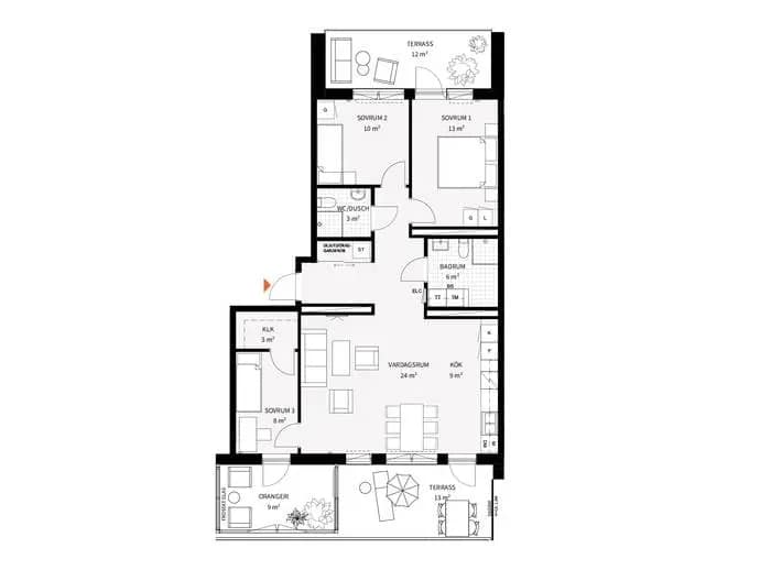 Floor plan for Bergavägen 2C