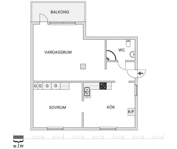 Planritning för Västergårdsvägen 7A