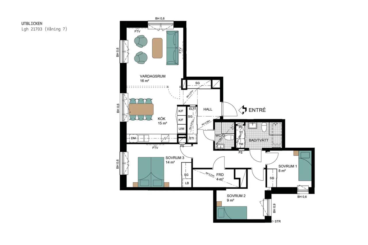 Floor plan for Blockstensgatan 6