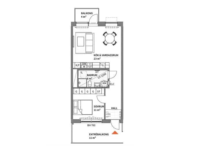 Floor plan for Alida Söderdahls Gata 14F