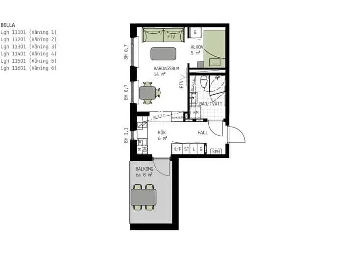 Floor plan for Ej fastställt
