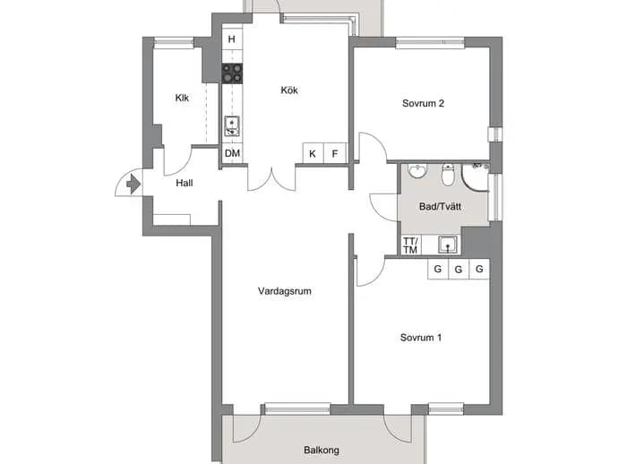 Planritning för Lilla vägen 3 lgh 1101