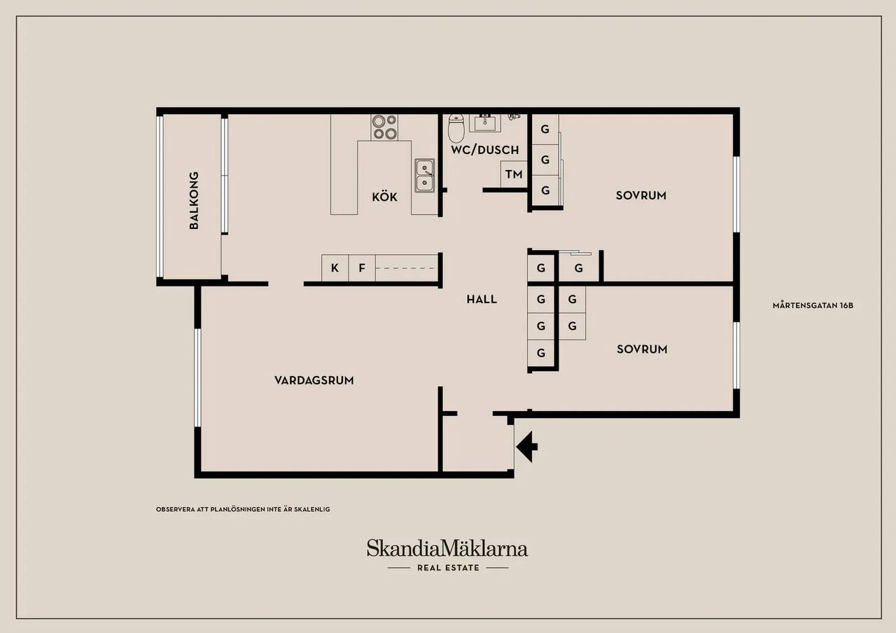 Floor plan for Mårtensgatan 16B