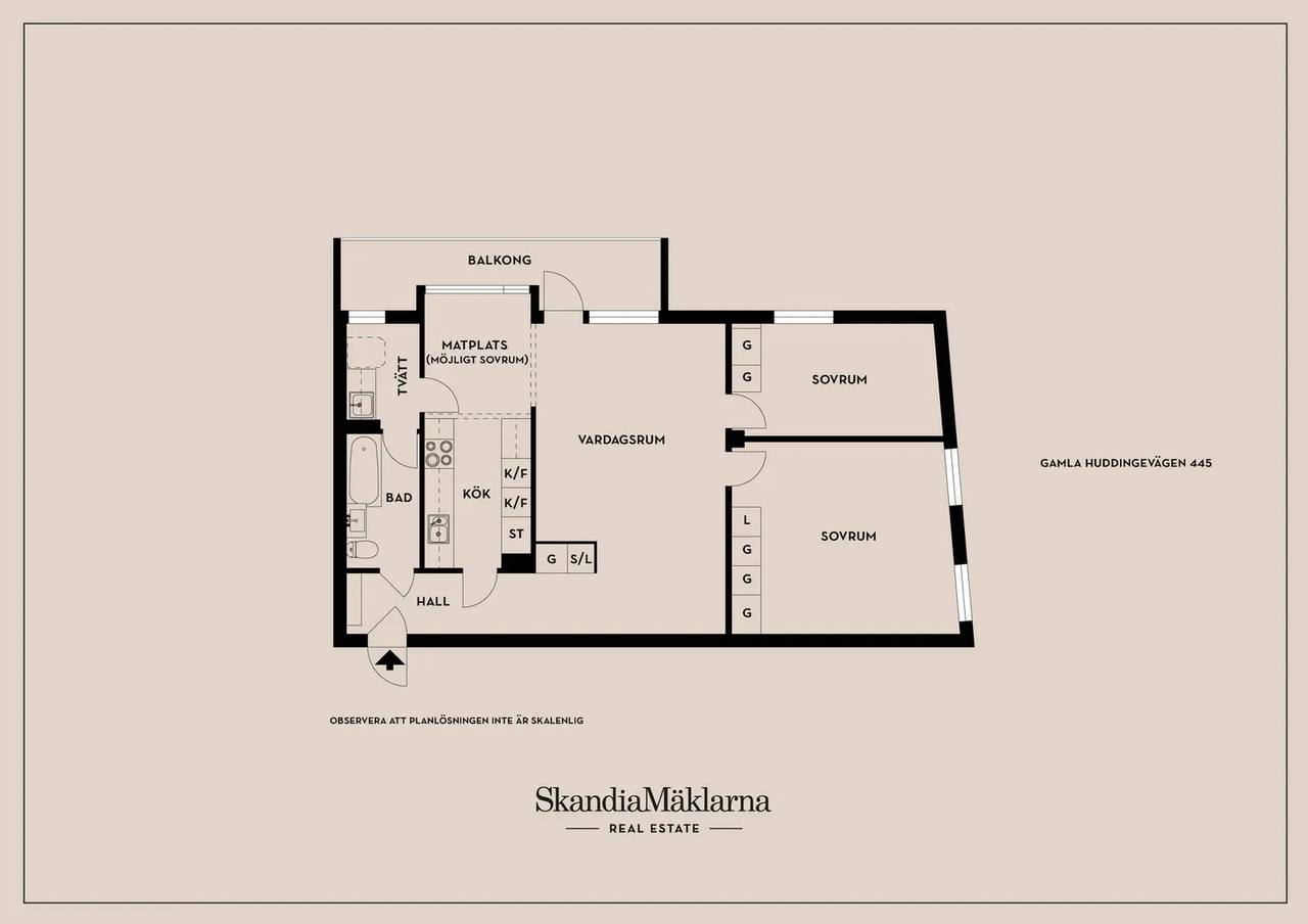 Floor plan for Gamla Huddingevägen 445