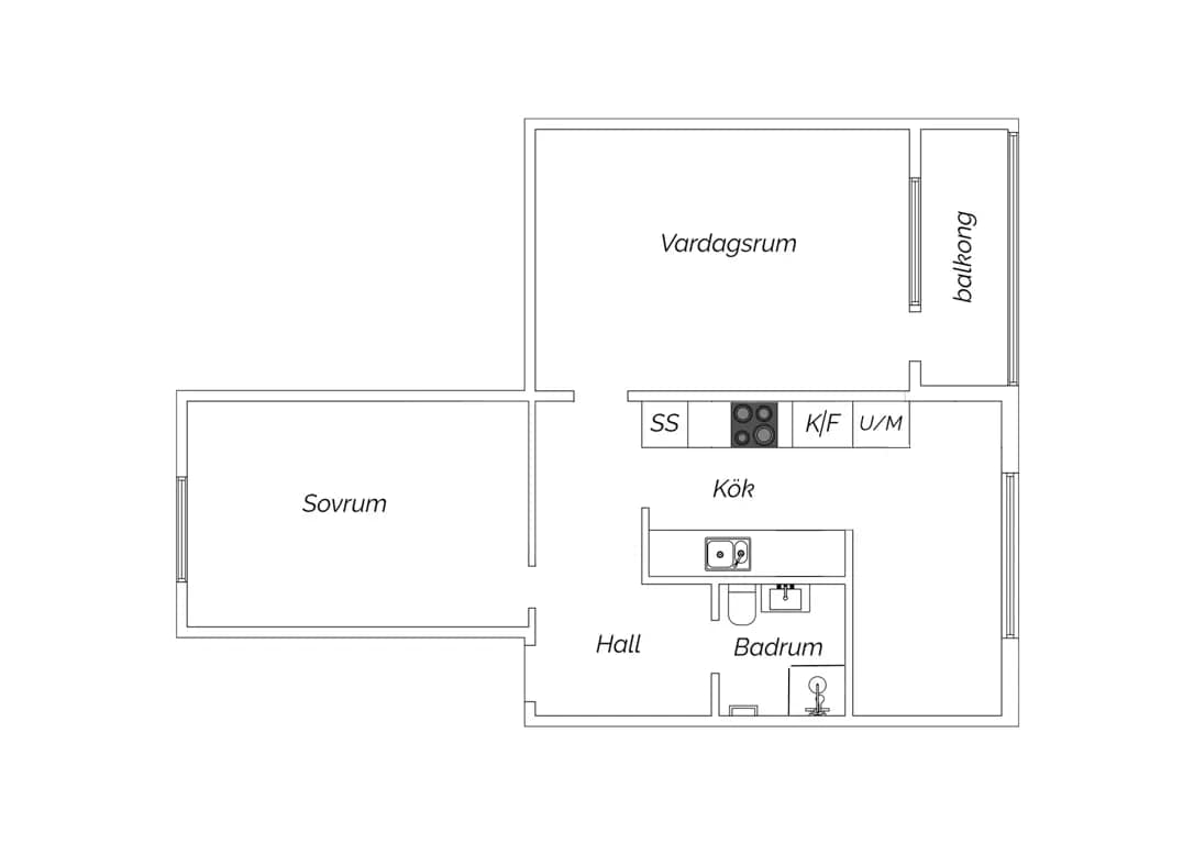 Floor plan for Gymnasistgatan 5D