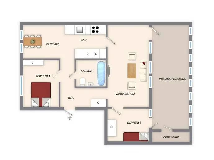 Floor plan for Köpmangatan 52D