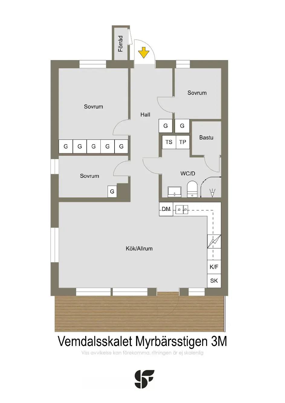 Planritning för Vemdalsskalet Myrbärsstigen
