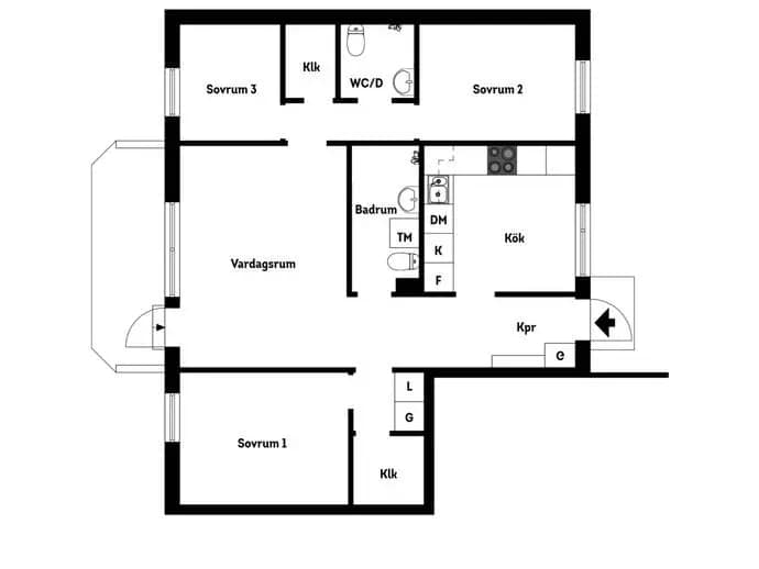 Planritning för Lärarevägen 8A