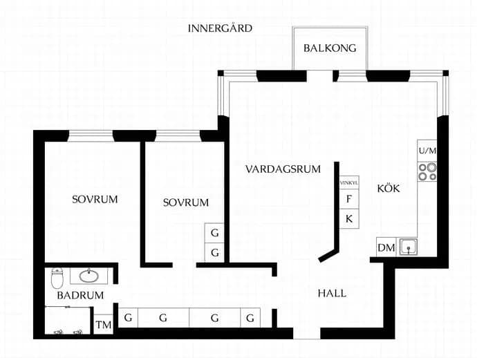 Planritning för Observatoriegatan 21A, 3tr