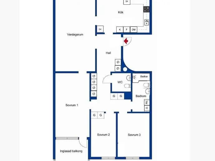Planritning för Luthagsesplanaden 23 A