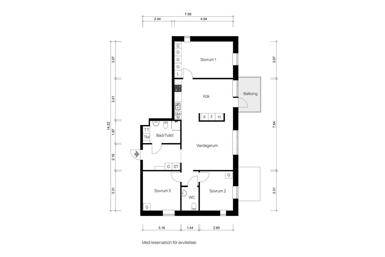 Planritning för Biblioteksgatan 1c