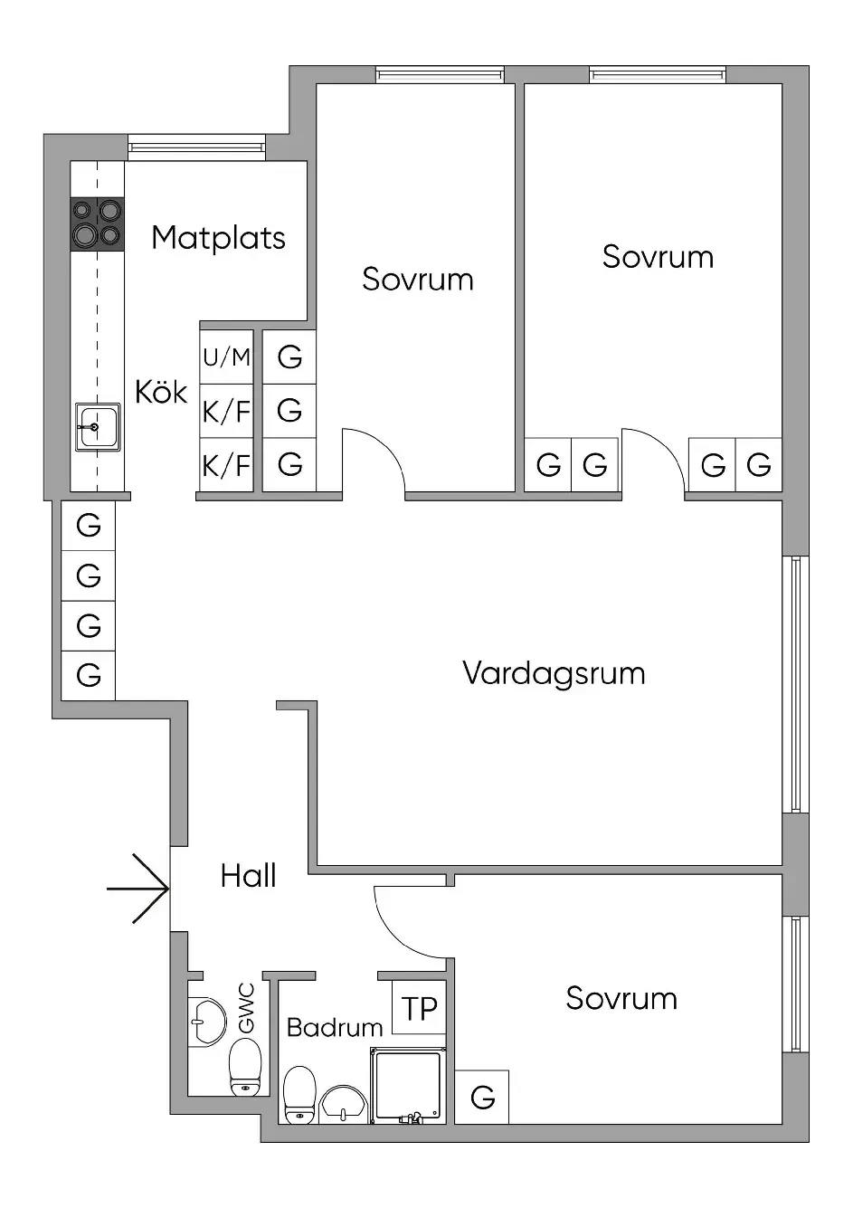 Planritning för Källängsvägen