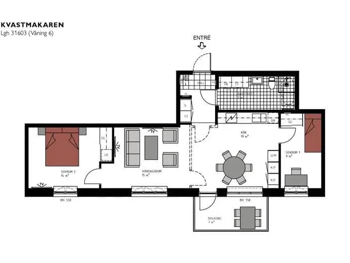 Floor plan for Emelies Gata 4A