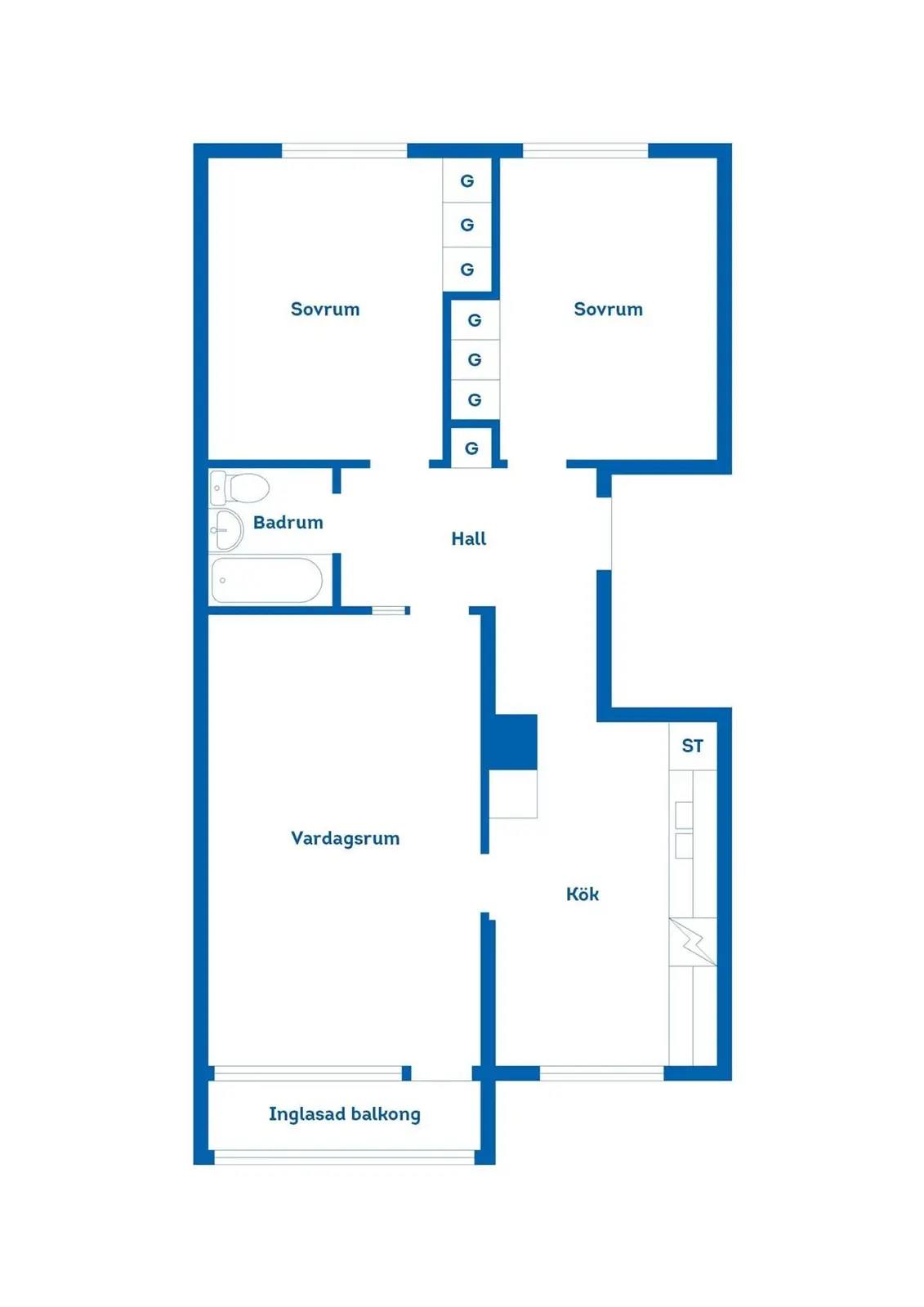 Floor plan for Storgatan 61E