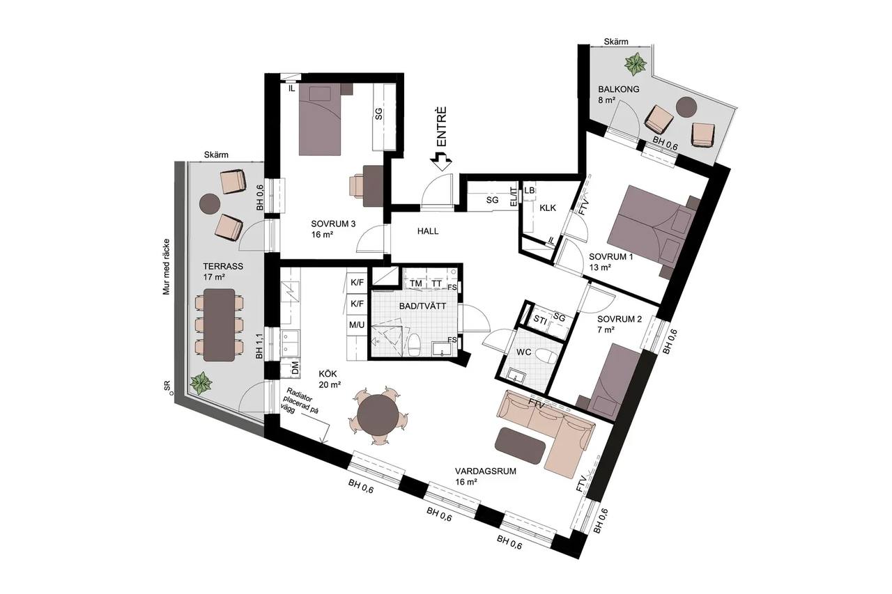Floor plan for Spinnerigatan 1
