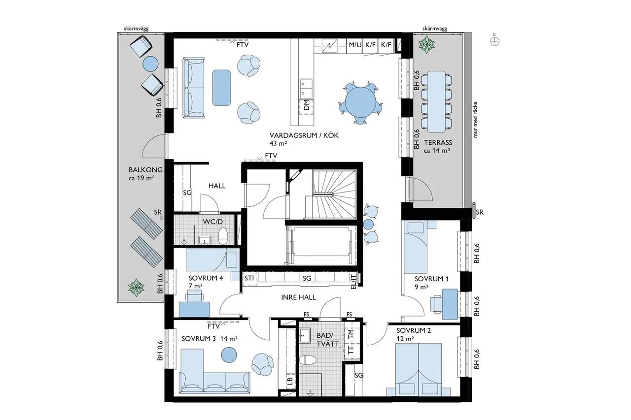 Floor plan for Gamlestadsvägen 6