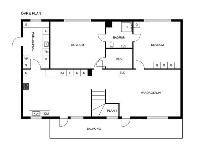 Planritning för Högstorpsvägen 15B