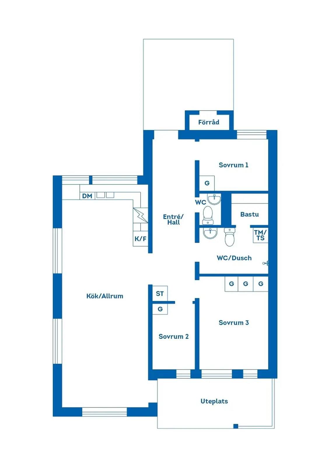 Planritning för Björnrike Blästervallsvägen 32A