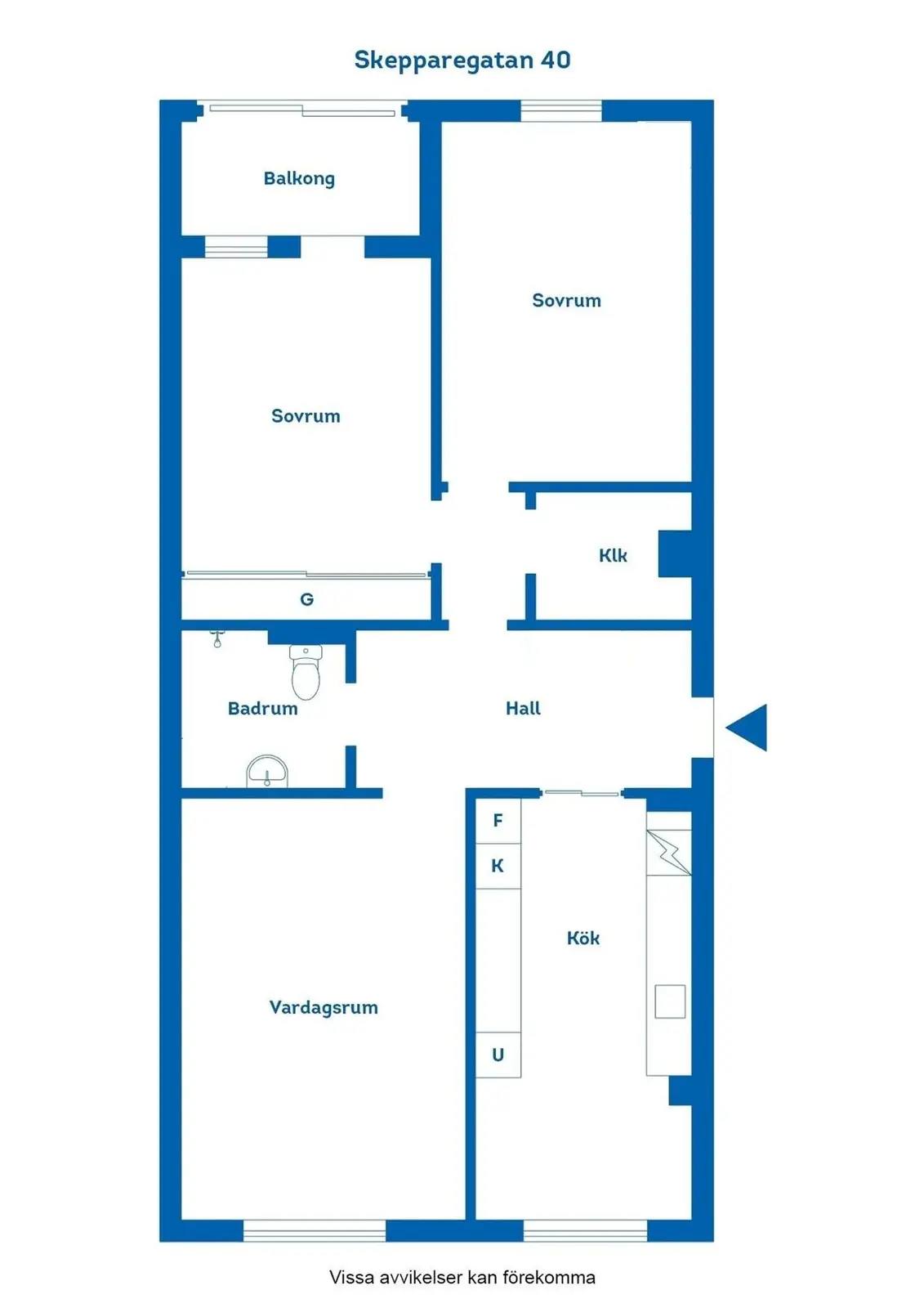 Floor plan for Skepparegatan 40