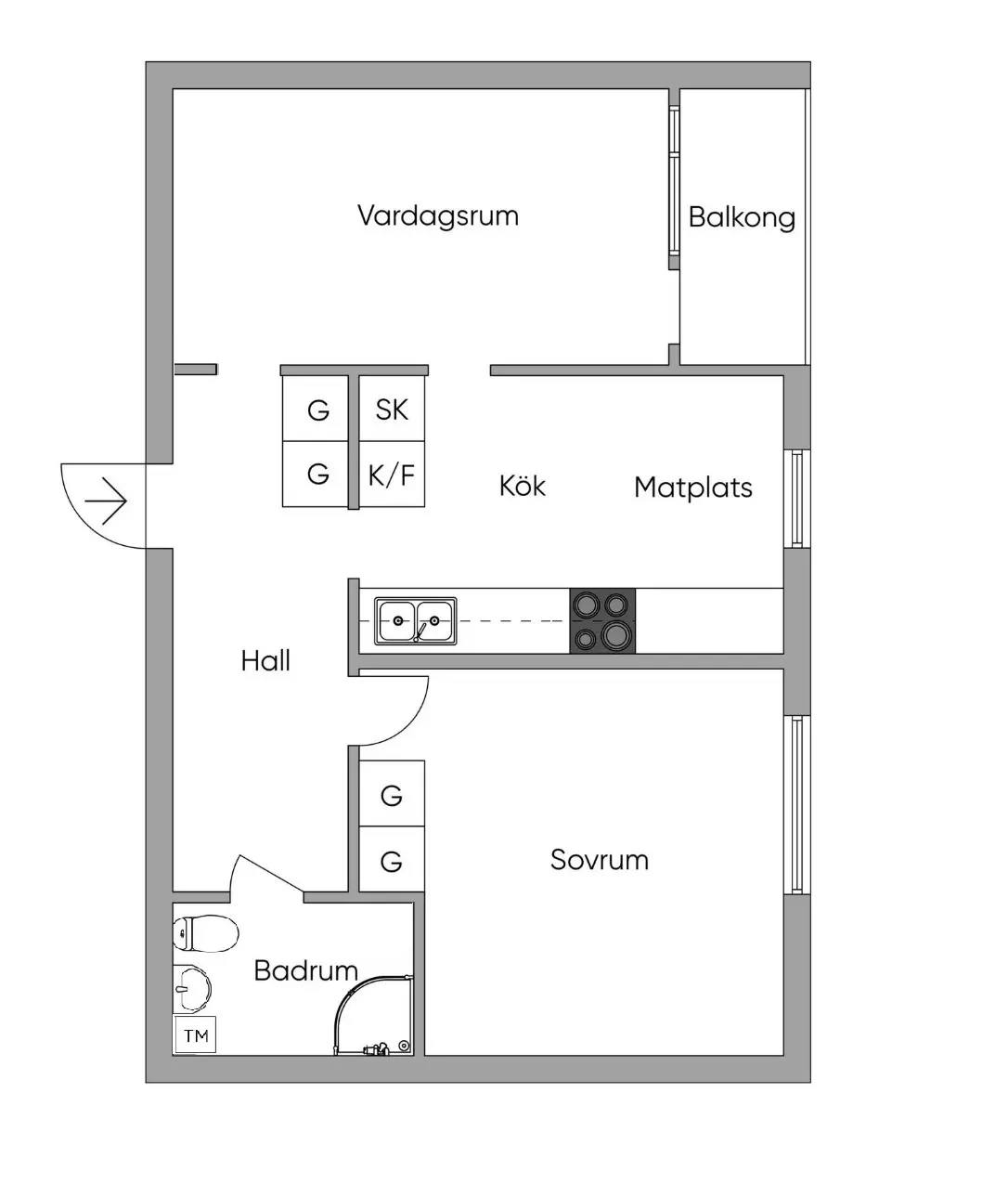 Planritning för Gränsvägen 34