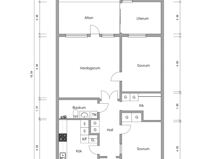 Planritning för Sandgärdsvägen 6E