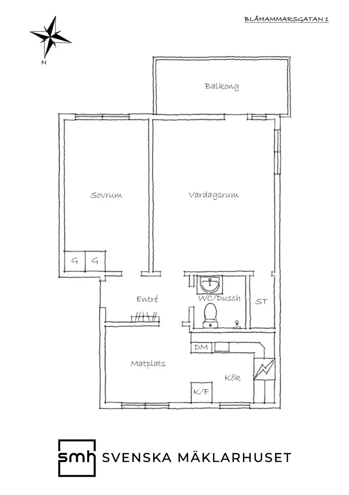 Floor plan for Blåhammarsgatan 1