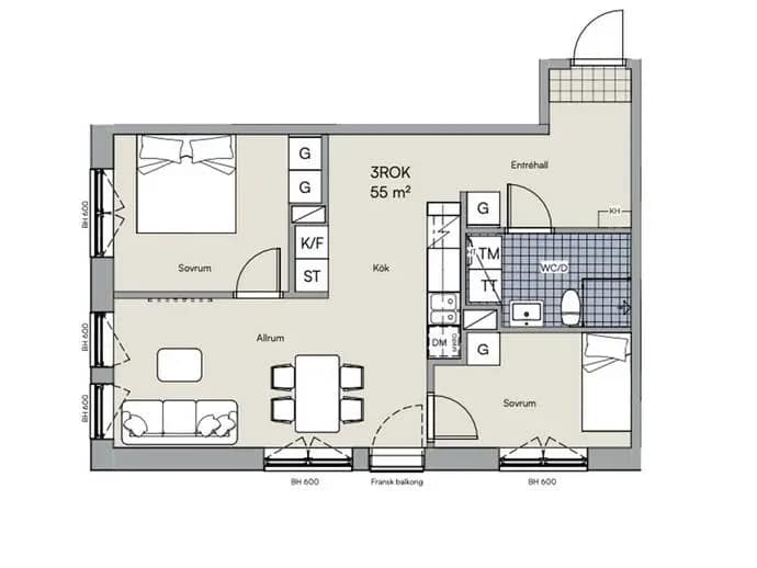 Floor plan for Archimedesgränd, lgh 1106