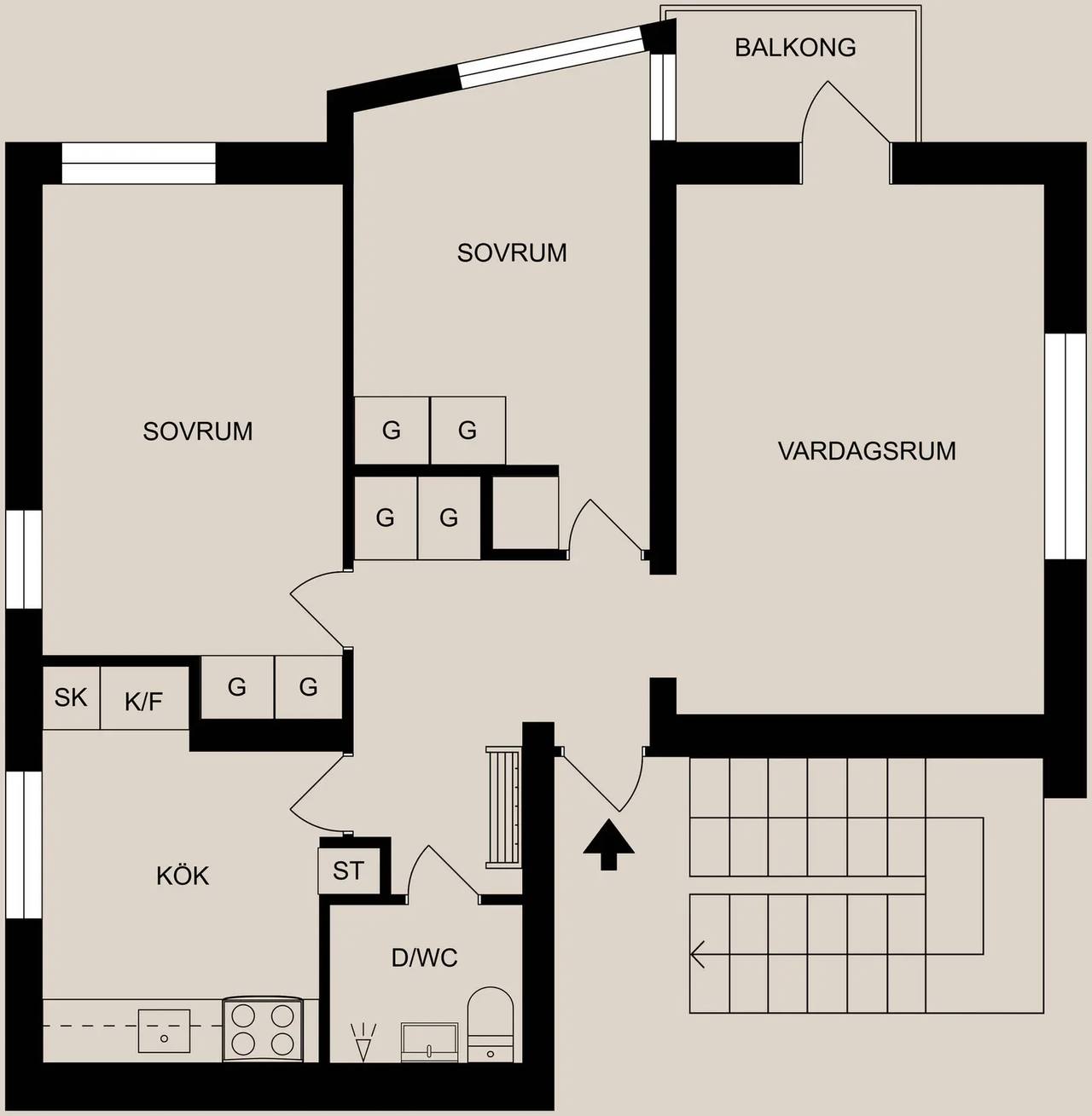 Floor plan for Bergslagsvägen 45A