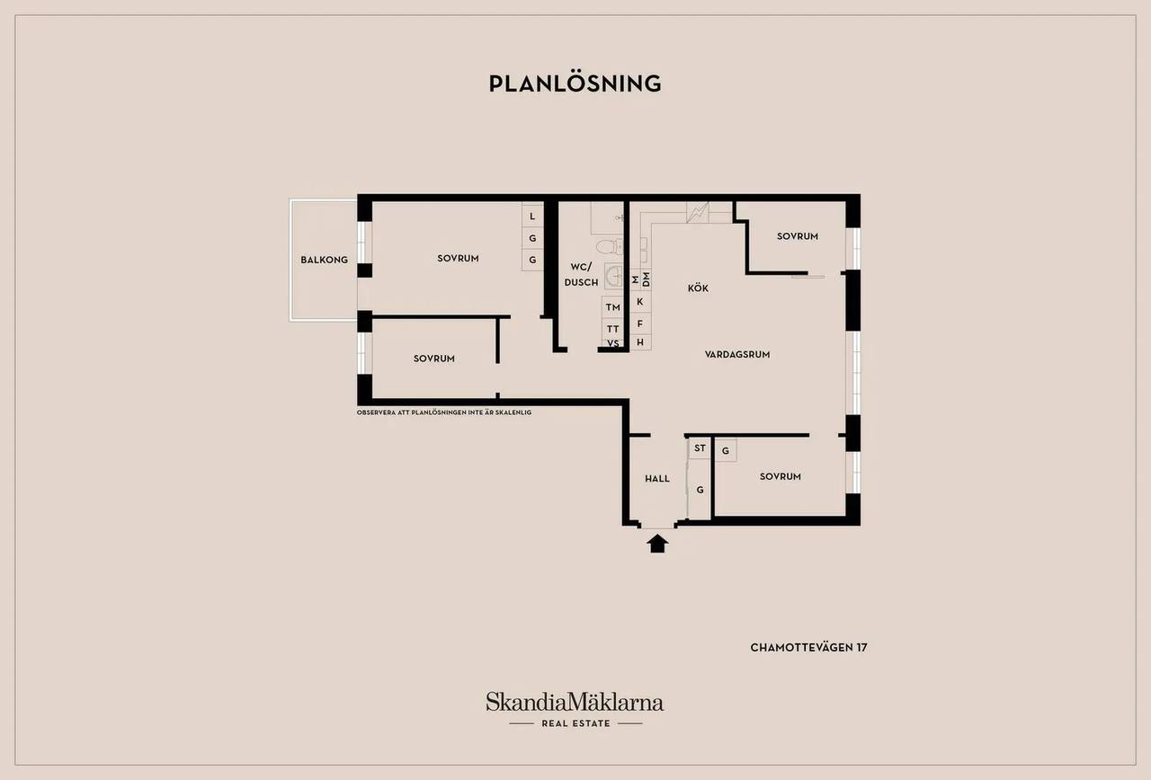 Planritning för Chamottevägen 17